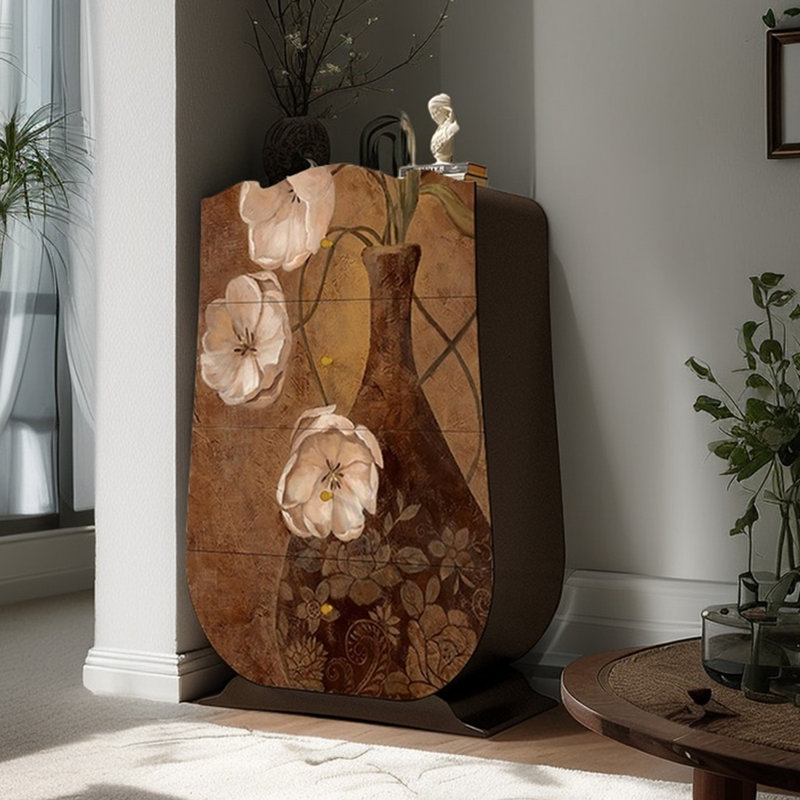 Commode décorative en bois à quatre tiroirs