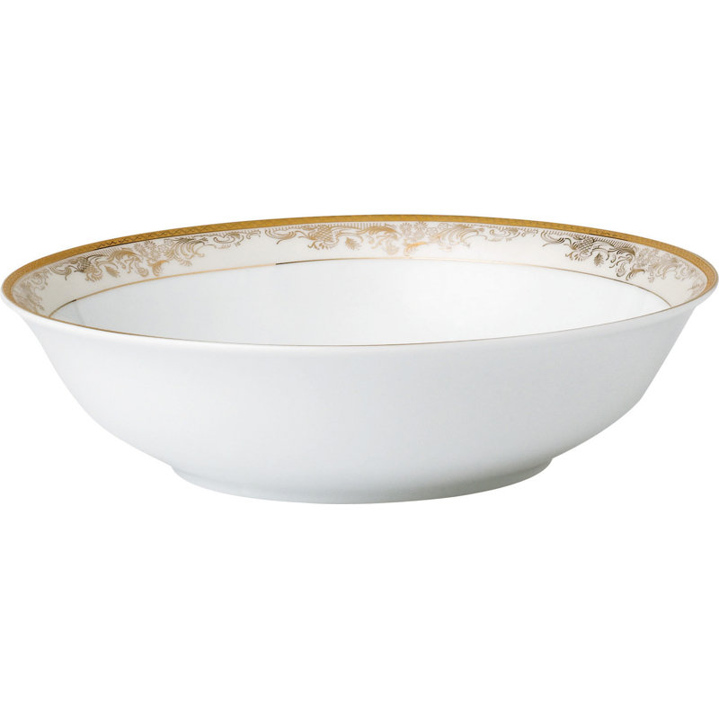 Elegant Gold and Ivory Scroll Porcelain Dinnerware Set for 8