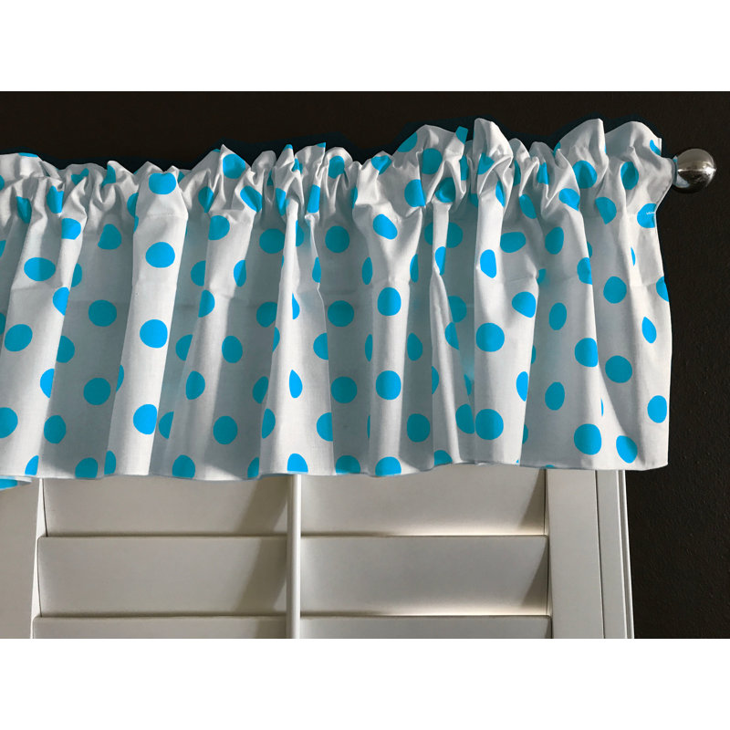 Cantonnière sur mesure en mélange de coton à pois 58 po Chrisman, L 58 po x L 24 po, Blanc / turquoise