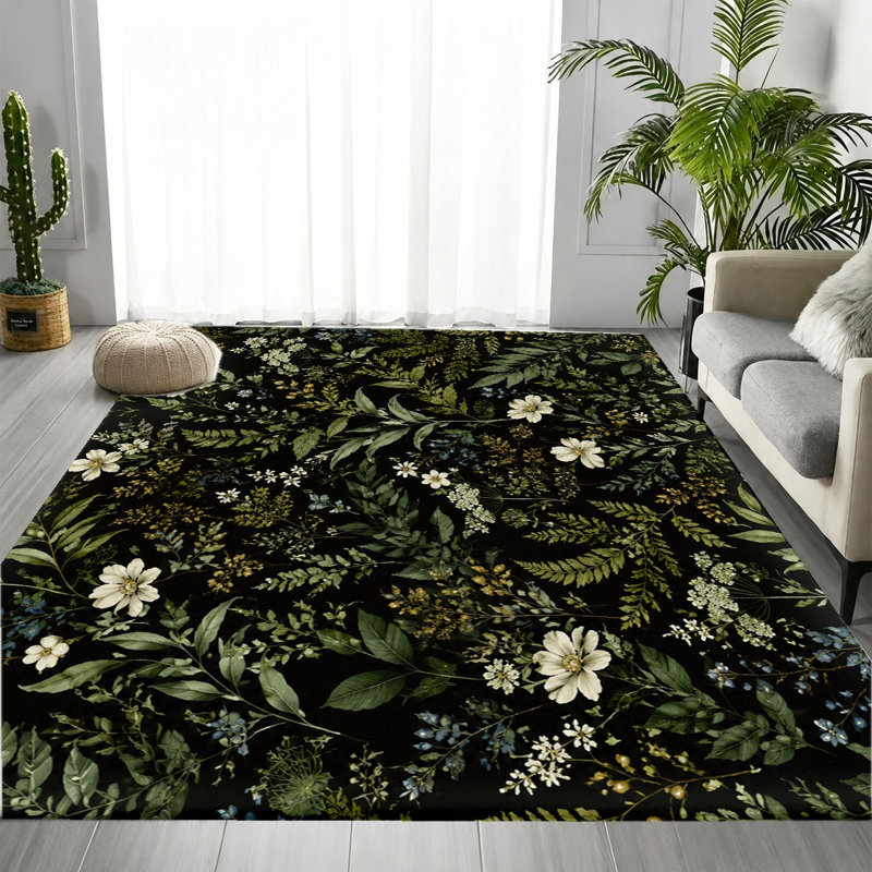 Tapis floral Botanical Daisy Meadow, Rectangle 6 pi 7 po x 4 pi 7 po (200 x 140 cm)