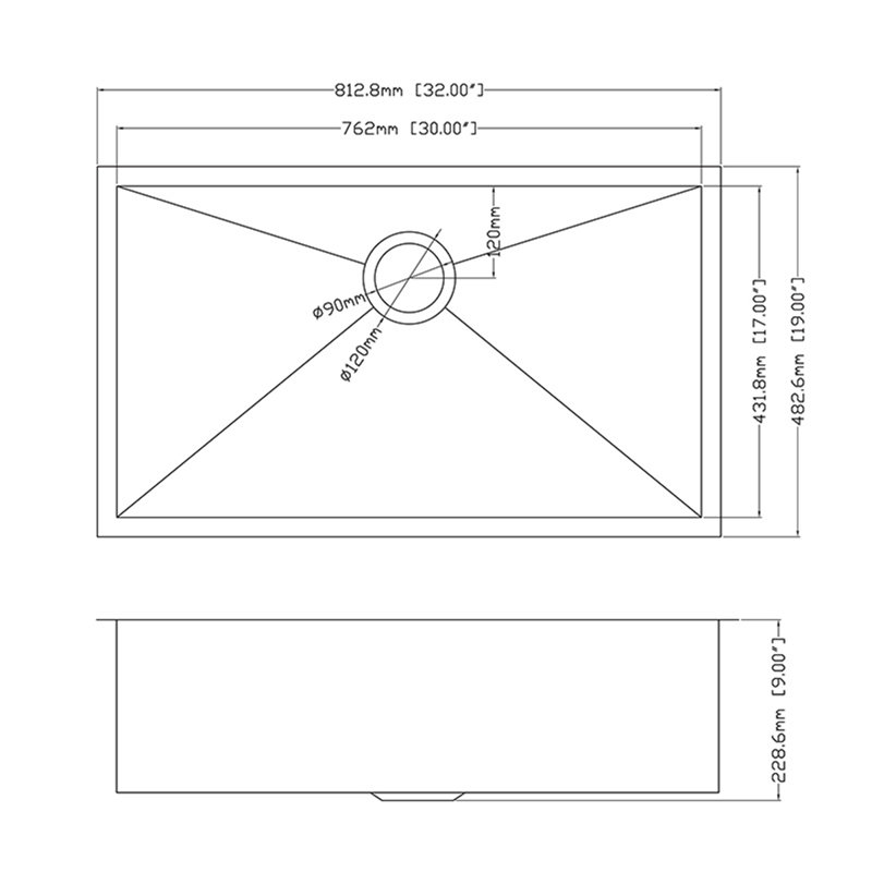 Évier de cuisine encastrable 32 po x 19 po x 9 po à rebord pour station de travail en acier inoxydable de calibre 18