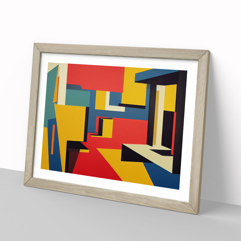 XH1022-6195X Modern Suprematism Art Vol.5 Abstract - Single Picture Frame Print, 46cm H x 64cm W x 2cm D, Oak