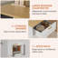 Îlot de cuisine en bois moderne avec espace pour réfrigérateur et abattant, prises de courant intégrées et armoire à poubelle pour petites cuisines et bars à café