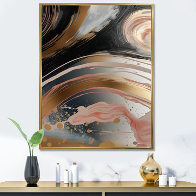 Art abstrait abstrait, encre liquide dorée III - formes abstraites, art mural