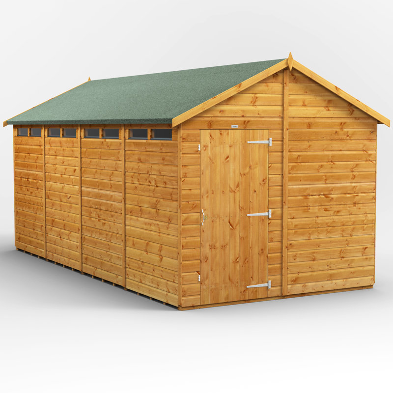 Powersheds 16 x 8ft Timber Tongue & Groove Security Apex Garden Shed