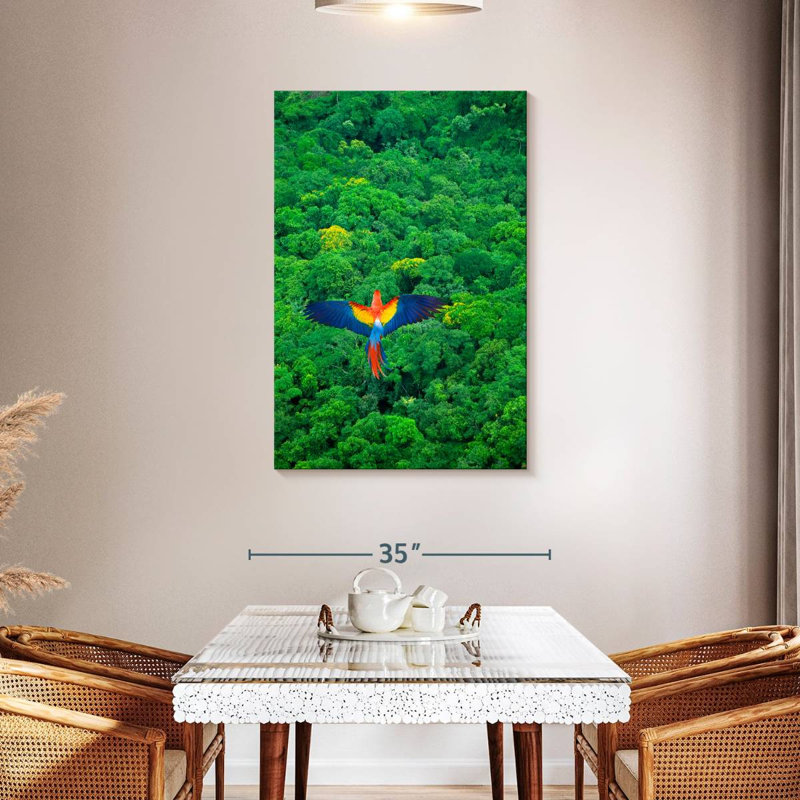 Brampt Rainforest Scarlet Macaw, 45" H x 30" W