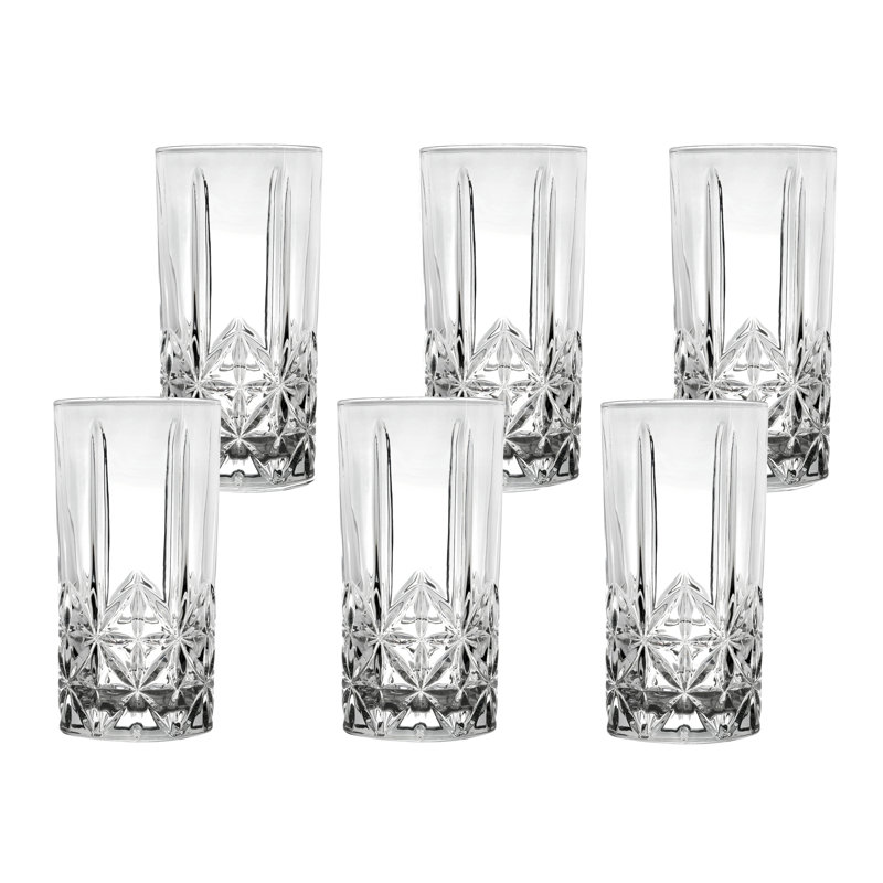 Lorren Home Trends Tall 12 Ounce Drinking Glass-Textured Cut Glass