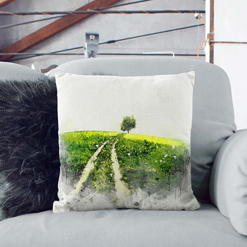 Path to a Lone Tree Cushion with Filling, 40cm H x 40cm W x 15cm D