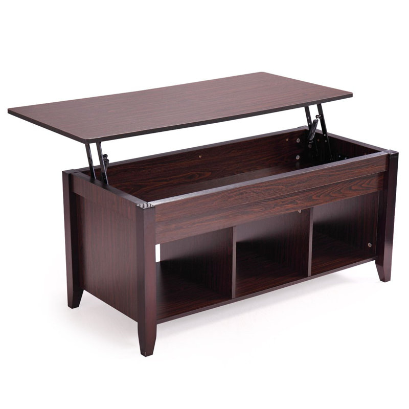 Table basse à 4 pieds avec rangement Lift Top, Espresso