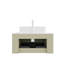 Armoire de salle de bain rayée avec tiroirs et lavabo rectangulaire en céramique blanche-443929032