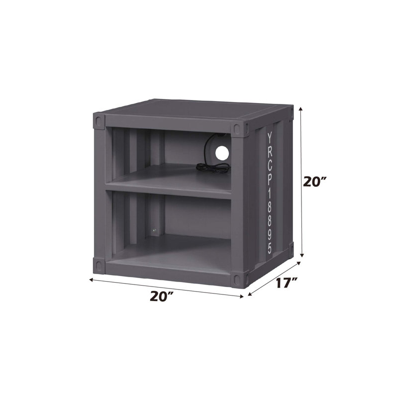 Table de chevet Cargo avec USB, Gris
