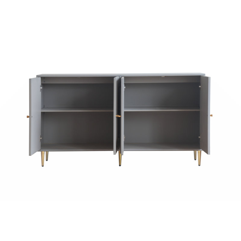 Armoire en bois 4 portes Fielden, Gris