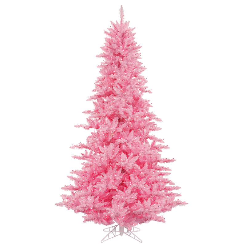 Pink Fir Artificial Christmas Tree, Pink Dura-Lit® LED, 9' H