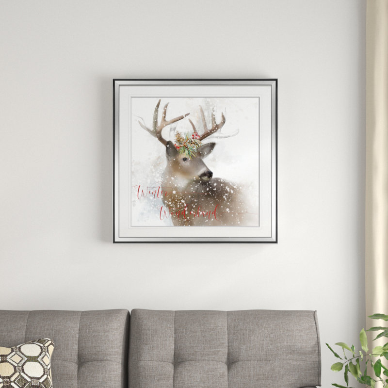 Winter Wonderland Deer - impression, H 16 po x l 16 po x P 1,5 po, argent