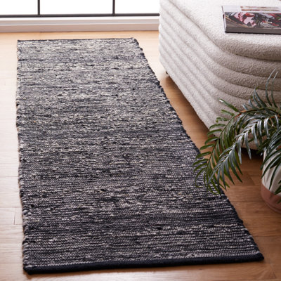 Jarie Flat Weave Wool/Cotton Rug in Black
