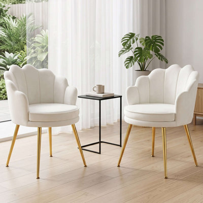 Ensemble de 2 fauteuils de coiffeuse en velours avec pieds dorés
