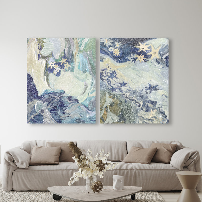 Mermaid Dream Set Canvas Animals Print by Oliver Gal, Black Frame, 16 x 20, 72"H x 60"W, Gallery Wrapped