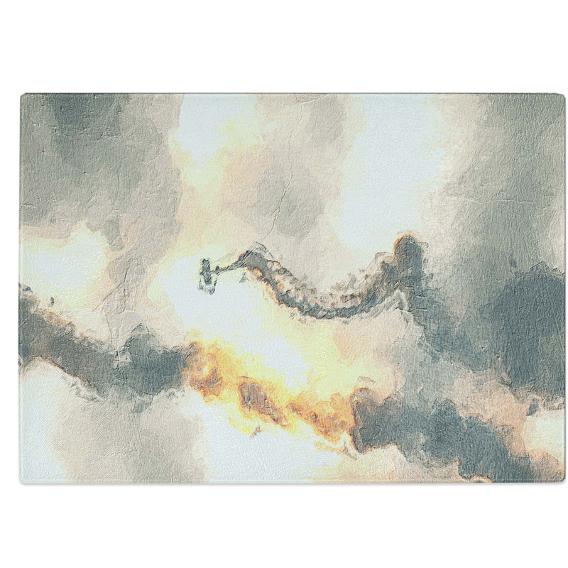 Tempered Glass Aerobatics in the Clouds Chopping Board, 39 cm W x 28.5 cm L