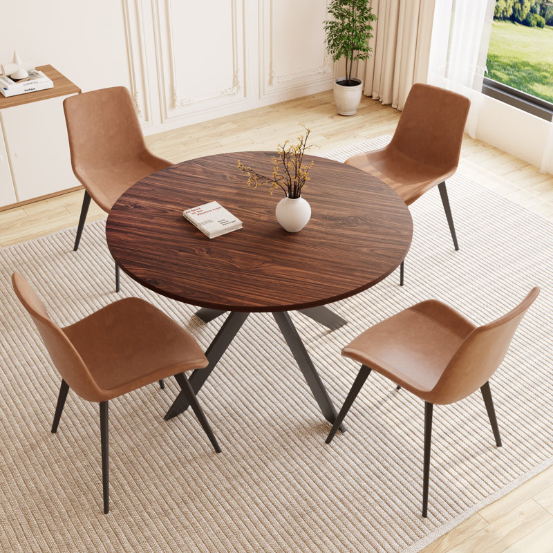 Ensemble de table de salle à manger Eilee, Brun, Brun, 5 Pieces: Table, 4 Chairs