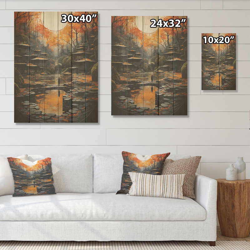Harmonie zen sur bois de pin naturel, H 40 po x l 30 po