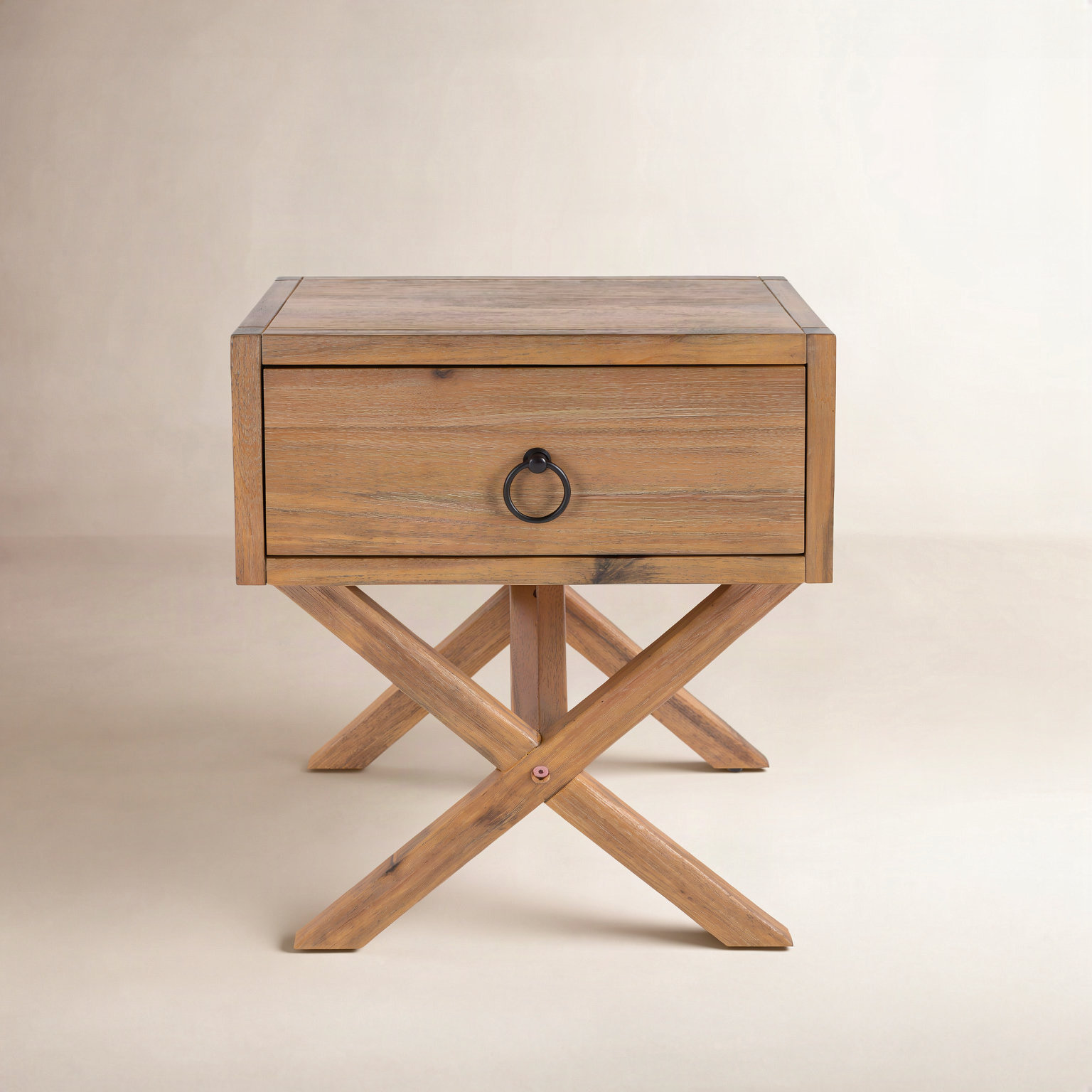 Elin 1-Drawer Acacia Nightstand, Natural