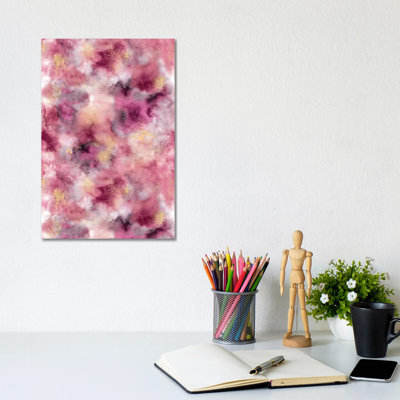 Smoky Marble Watercolour Pink by Ninola Design - Wrapped Canvas Print