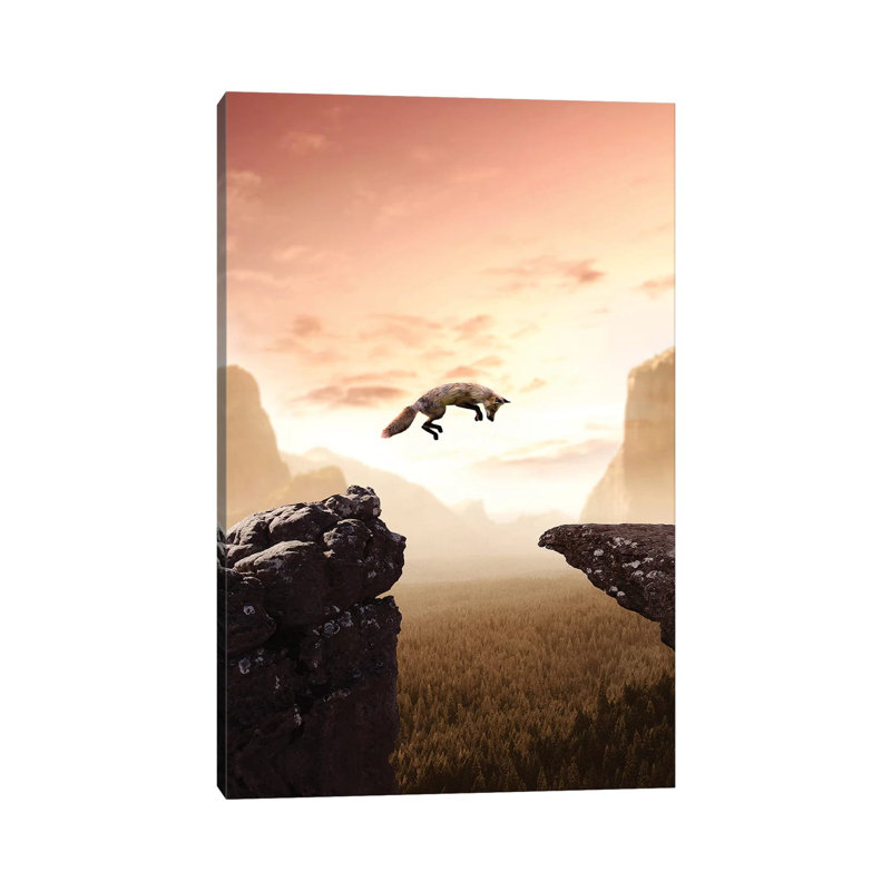 The Jumping Fox by Zenja Gammer - Print on Canvas, Wrapped Canvas, 66.04 cm H x 45.72 cm W x 3.175 cm D