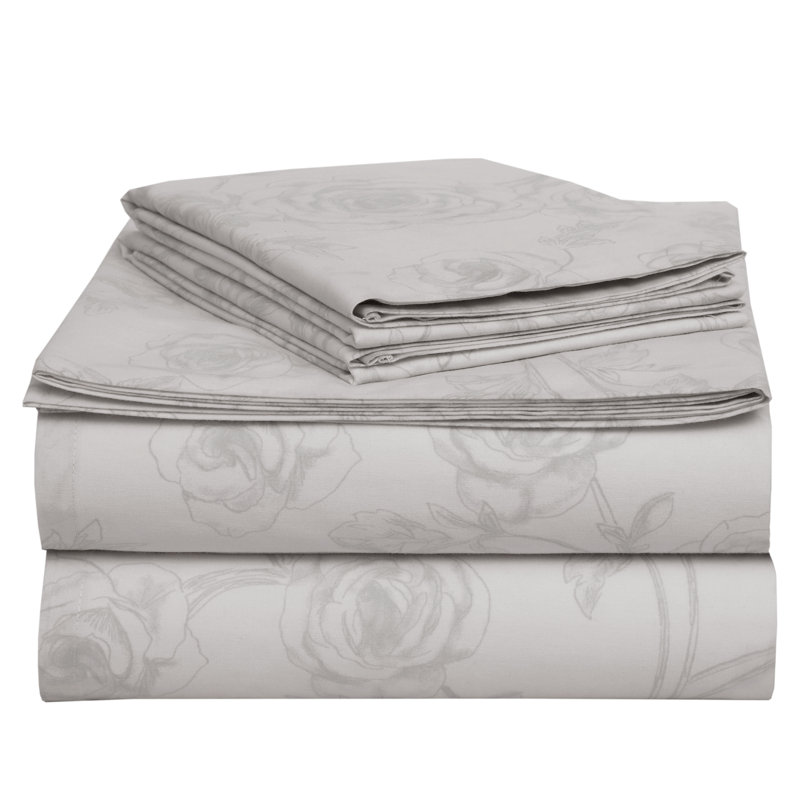 Ensemble de draps 100% coton 144 fils, Grand, Gris Sketchy