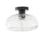 Plafonnier encastré 1 lumière E26 en métal noir mat avec abat-jour en verre transparent, à intensité variable, homologué ETL