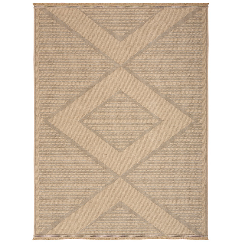 Tapis beige tissé à la machine / tissé à la machine Jearlene, Rectangle 3 pi 11 po x 5 pi 11 po