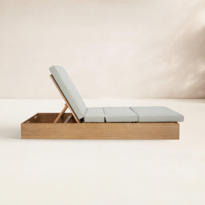 Fatima 28" Eucalyptus Patio Chaise Lounge