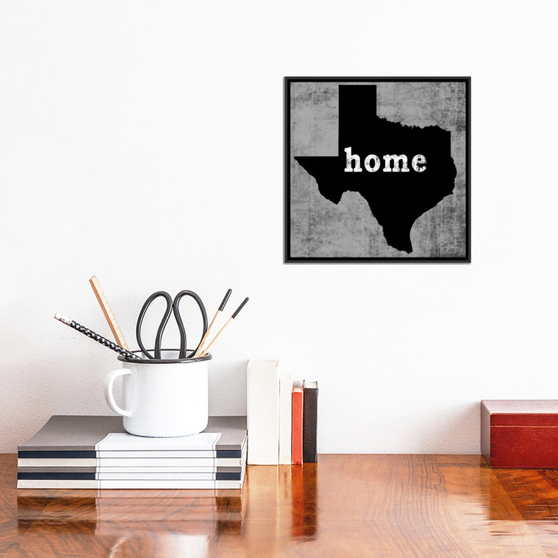 «This is Home Series: Texas», impression sur toile, H 18 po x l 18 po x P 1,5 po, Toile avec cadre noir, Pas de tapis