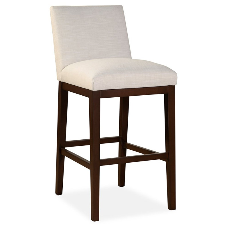 Upholstered Bar Stool with Solid Wood Frame, Smokey