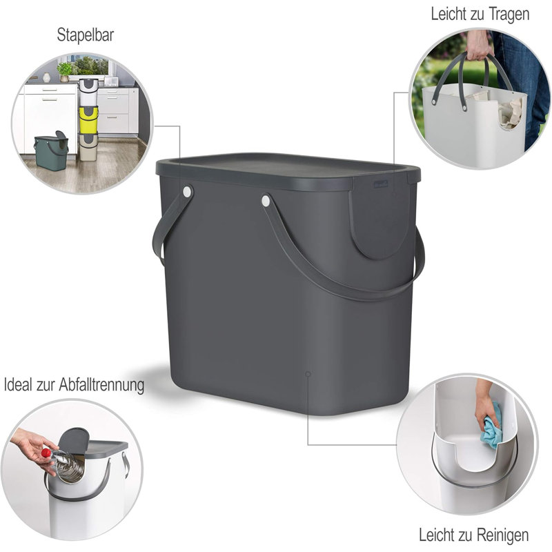 Tahina Plastic Waste Bin, Black