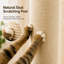 Arbre à chat en bois massif avec niche supérieure en forme de maison, tour à chat multi-niveaux peu encombrante avec balcons décalés, mobilier moderne pour chats d'intérieur, poteaux à griffer en sisal et coussins lavables, 135 cm