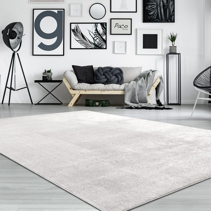 Tapis doux, doux, à poils courts, antidérapant, de couleur unie, lavable, Rectangle 3 pi 11 po x 5 pi 7 po, Argent argent