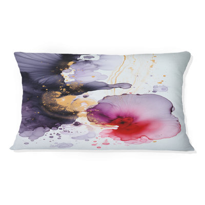 Coussin décoratif délicat fluidité magenta et or I - reproduction de peinture abstraite