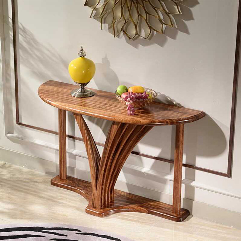 Console demi-cercle en bois massif, H 33,07 po x l 39,37 po x P 17,72 po
