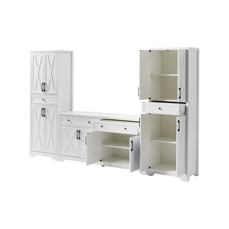 Buffet de 68 po de hauteur pour espace de vie, unité de rangement multifonctionnelle, blanc, chambre à coucher, bureau, console de 66 po, L 23,7 po x l 15,0 po H buffet blanc de pièce de 68 po de hauteur, l 23,7 po de largeur et 15 po de hauteur