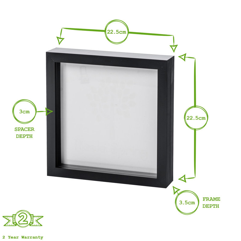 Nicola Spring - 3D Box Photo Frame, Black, 22.5cm H x 22.5cm W x 3.5cm D