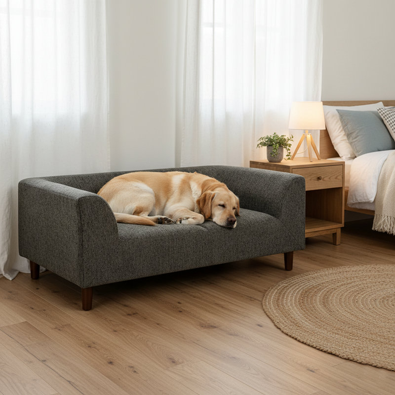 Lit pour chien rectangulaire pour chien, canapé confortable pour chien, Gris foncé