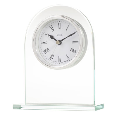 Roman Numeral Metal Quartz movement / Crystal Tabletop Clock in Chrome