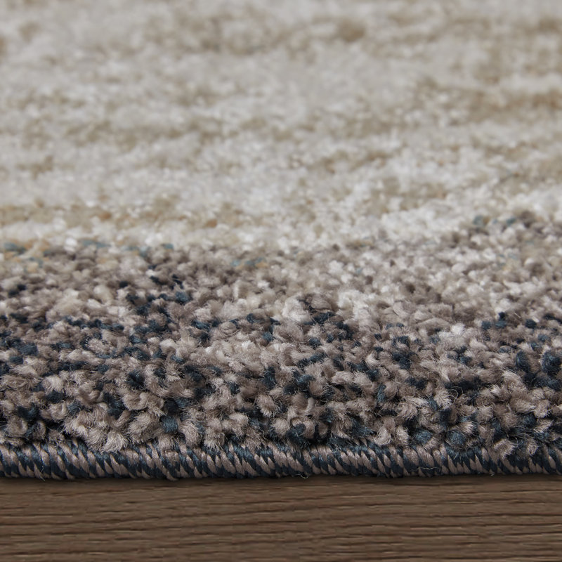 Templas moderne abstrait, gris / ivoire / taupe, Rectangle 6'7" x 9'6"