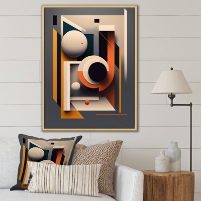 Minimal rétro géométrie sur fond gris foncé - art mural moderne sur toile géométrique