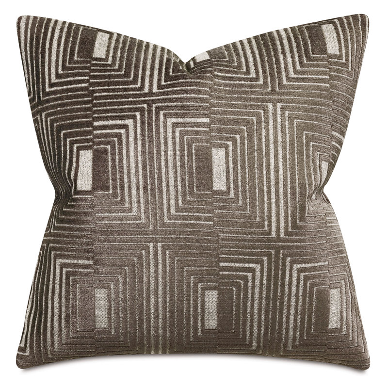 Facade Geometric Velvet Reversible Throw Pillow, Square