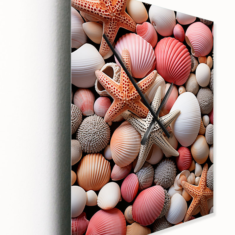 Horloge murale beige et marine sur la plage II - nautique et plage surdimensionnée, Petit
