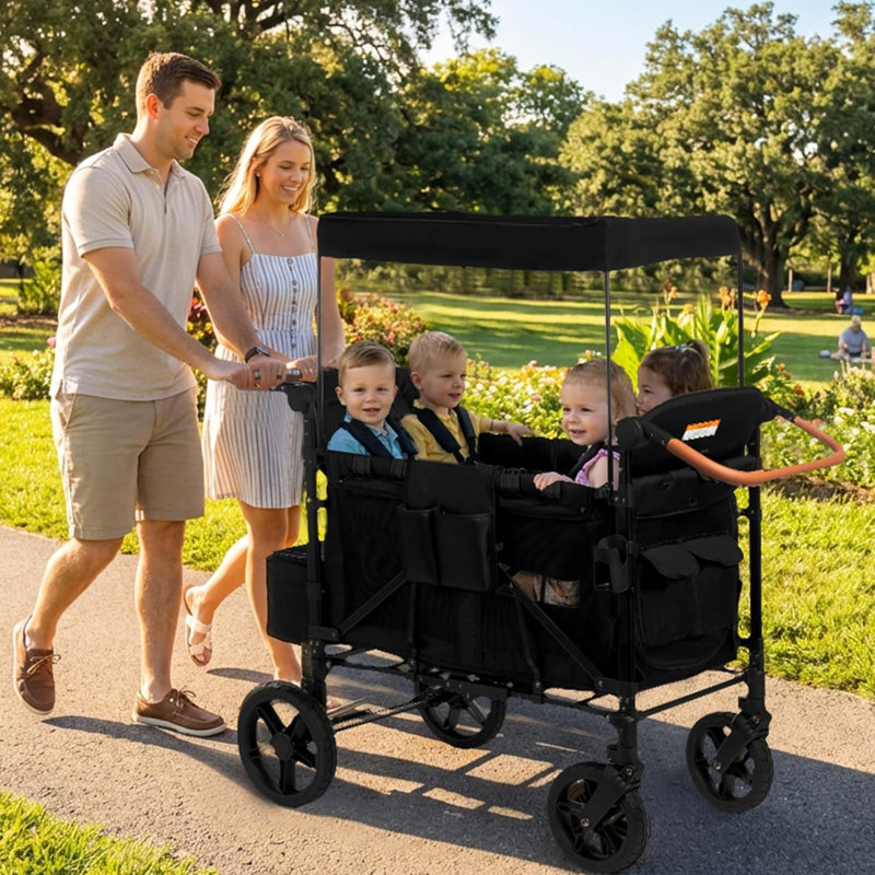 JML004 Four-seater Baby Stroller, Black. Stroller dimensions: 91x57x101cm