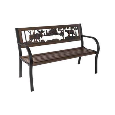 Hendley Tube Steel Moose-Bear Park Bench