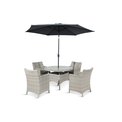 Provence 4 - Person Wicker Patio Dining Set with Round Table , Cushions Included