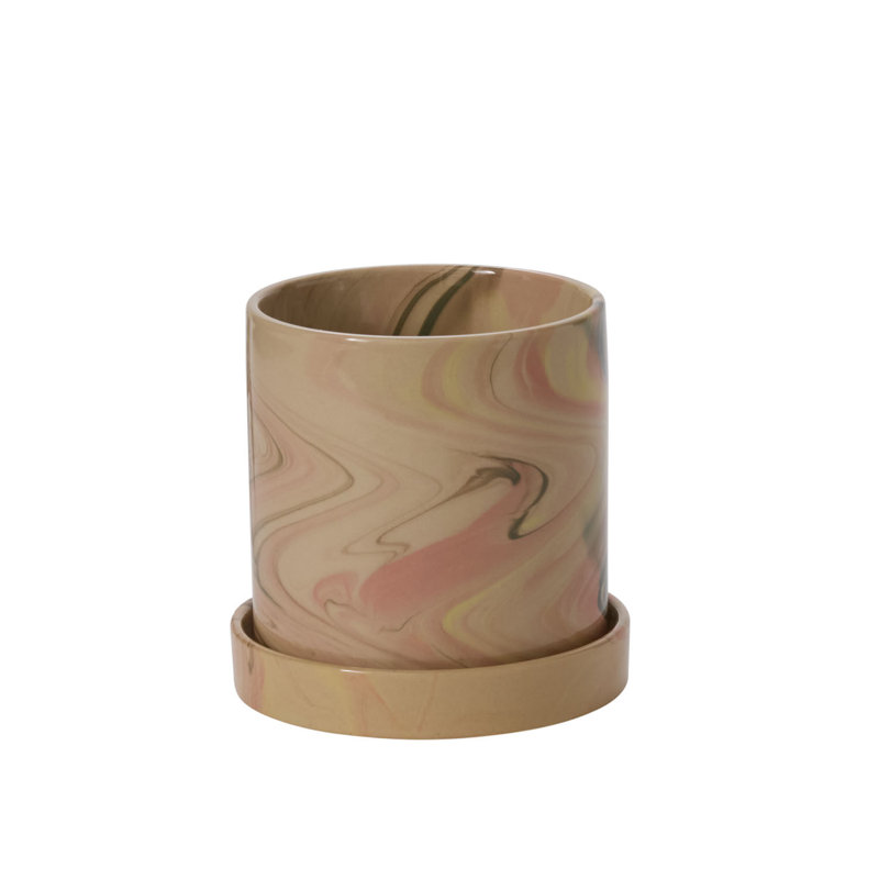Melage Pot with Saucer 5.5"x 5.5", 5.5" H x 5.5" W x 5.5" D